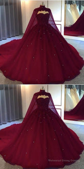 Burgundy Ball Gown Wedding Dresstulle Prom Dresses